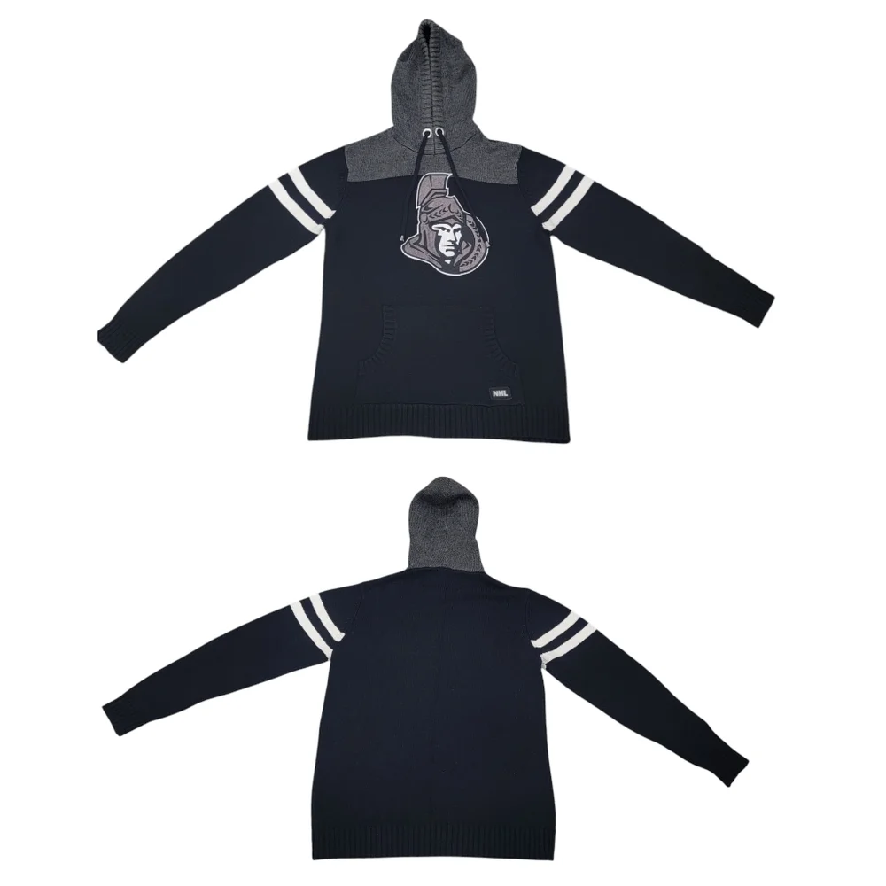 NHL by ILANCO Ottawa Senators Knit Hoodie Black Sens Pullover Sweater Me… - Picture 13 of 16